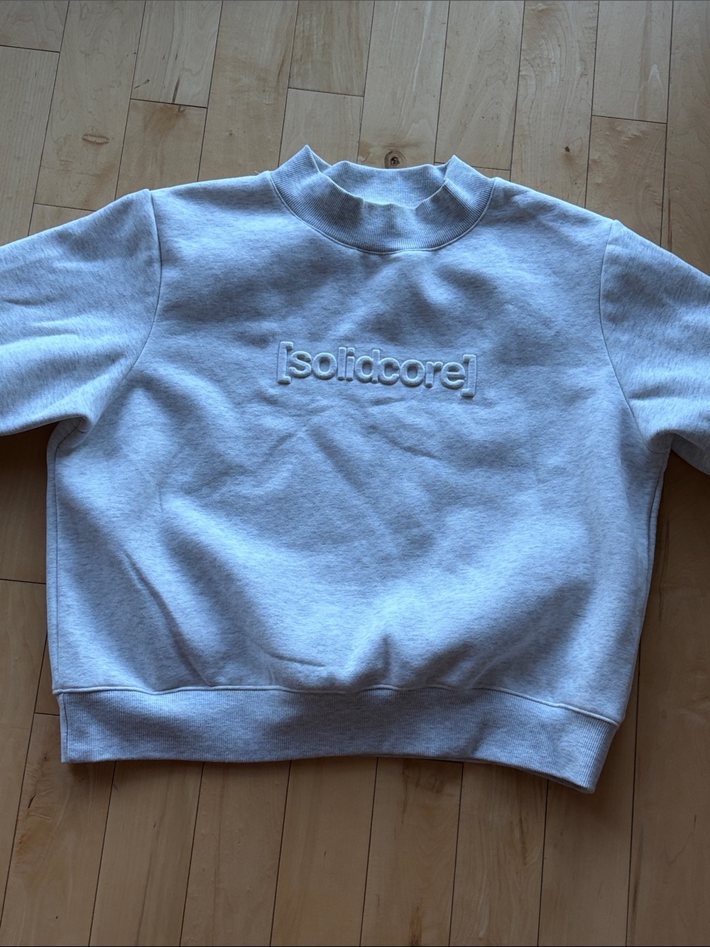 Solidcore Light Gray Mockneck Sweatshirt with Embossed Logo